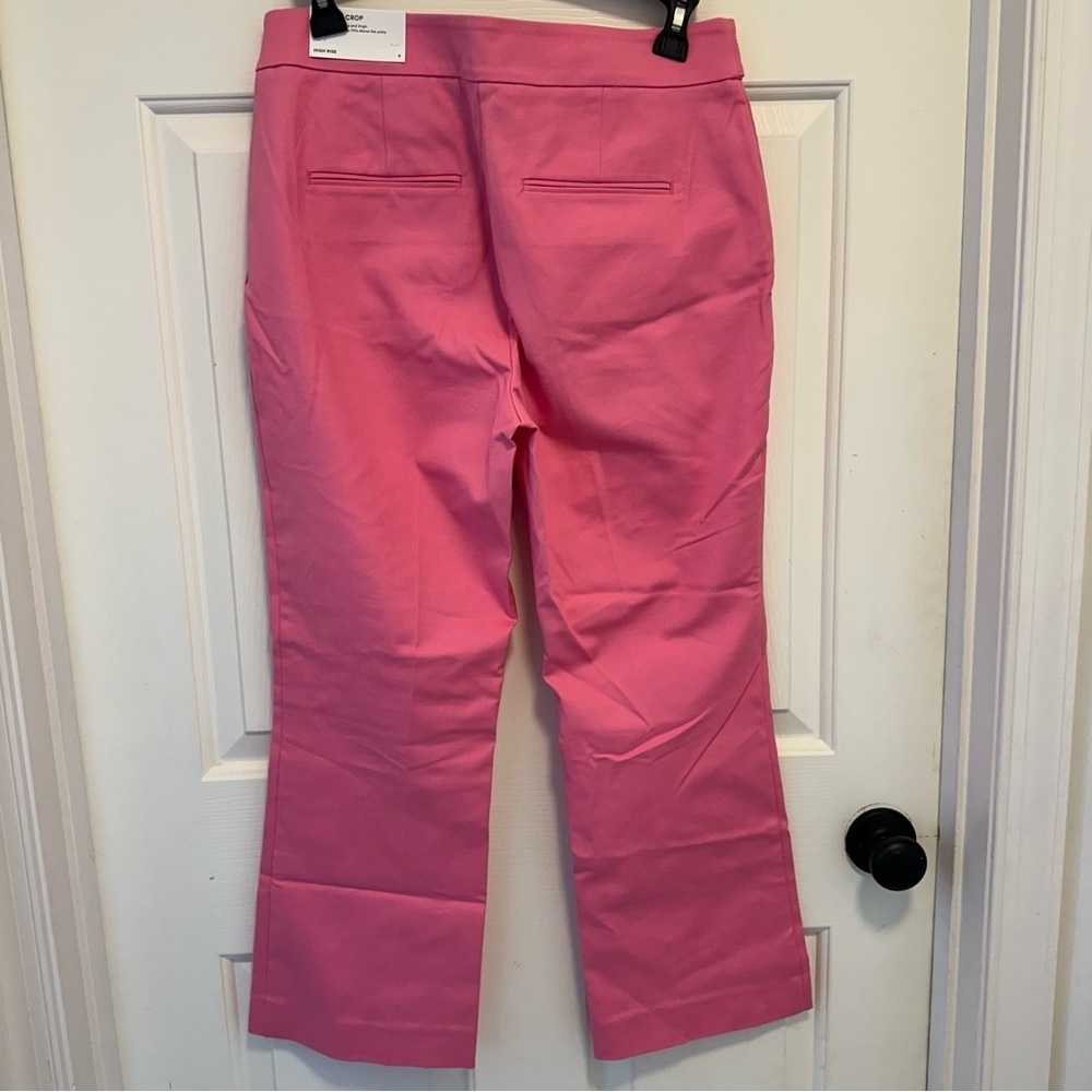Ann Taylor Pant Trouser Pink High Rise Button Kick Crop Size 8 - Picture 3 of 7